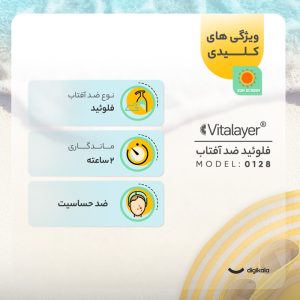فلوئید ضد آفتاب بی‌رنگ ویتالیر، spf 50، مدل 0128، مناسب پوست های حساس با حجم 50 میلی‌لیتر، ضد حساسیت، محافظت‌کننده در برابر اشعه‌های UVA و UVB، دارای فرمولاسیون دی اکسید تیتانیوم و اکسید روی، با ماندگاری 2 ساعته - تصویر 3