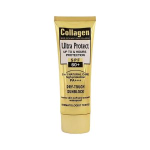 Alternative view of کرم ضد آفتاب بدون رنگ کلاژن، 60 SPF، مدل Ultra Protect، مناسب انواع پوست و حجم 130 میلی‌لیتر، محافظت کننده در برابر اشعه UVA و UVB، ضد آب، +++ PA، نرم کننده، روشن کننده پوست، مات کننده، با ماندگاری 2 ساعته