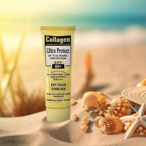 کرم ضد آفتاب بدون رنگ کلاژن، 60 SPF، مدل Ultra Protect، مناسب انواع پوست و حجم 130 میلی‌لیتر، محافظت کننده در برابر اشعه UVA و UVB، ضد آب، +++ PA، نرم کننده، روشن کننده پوست، مات کننده، با ماندگاری 2 ساعته - تصویر 5