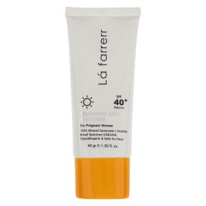 کرم ضد آفتاب بدون رنگ لافارر SPF 40 مدل PREGNANCY SAFE، حاوی محافظ UVA و UVB و PA+++ مناسب پوست بانوان باردار حجم 40 میلیلیتر