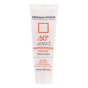 فلوئید ضد آفتاب بدون رنگ درماتیپیک مدل مات محافظ UVA،UVB مناسب برای پوست چرب حجم 50 میلی لیتر