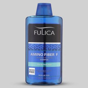 شامپو تقویت‌کننده مو فولیکا مخصوص موهای کم‌حجم و نازک، حجم 400 میلی‌لیتر مدل Amino Fiber، حاوی ویتامین‌های B7 و B6، بدون سولفات، برطرف‌کننده وز مو، آبرسان، محکم‌کننده، حاوی عصاره‌های سبوس برنج، رزماری