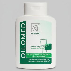 شامپو مو مای مدل Oilomed حجم 200 میلی‌لیتر، کاهش چربی پوست سر، تقویت ریشه و ساقه مو، اثر بازسازی کننده و تنظیم تولید هورمون DHT